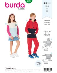 Burda patroon 9301 maat 122 t/m 164