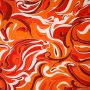 Stretch katoen satijn swirls oranje
