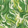 Stretch katoen satijn swirls groen