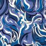 Stretch katoen satijn swirls blauw