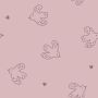 Stretch badstof Vogels oud roze