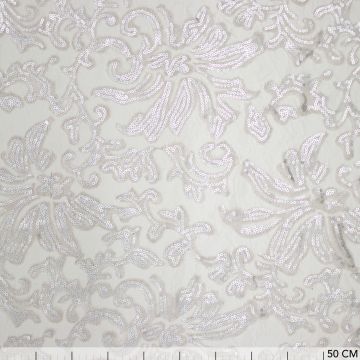 Pailletten kant floral champagne