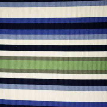 Gebreide Ribtricot strepen blauw
