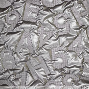 Metallic alfabet gewatteerd zilver