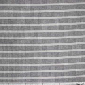 Rib jersey streep L lichtgrijs
