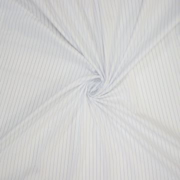 Stretch poplin streep 7mm wit-lichtblauw