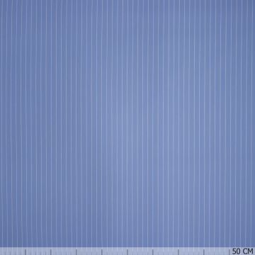 Stretch poplin streep 7mm lichtblauw