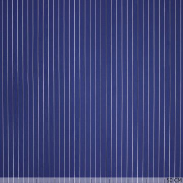 Stretch poplin streep 10mm inktblauw