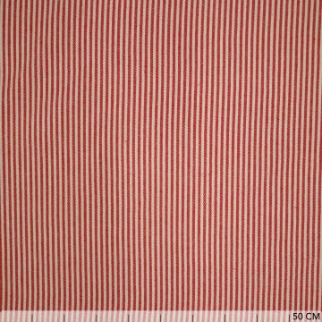 Cotton naturel streepje 3mm rood
