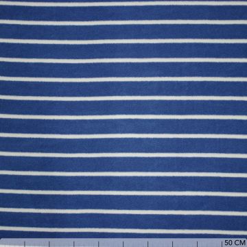 Badstof Stretch streepje rafblauw