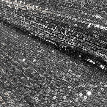 Stretch mesh paillettenstof zilver-zwart