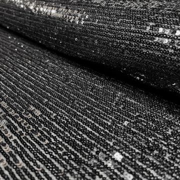 Stretch mesh paillettenstof zwart