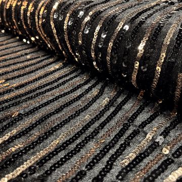 Velours wavy stripe pailletten brons