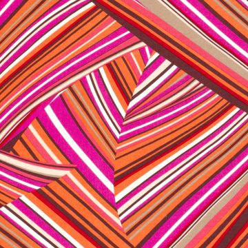 Viscose poplin lines oranje-fuchsia