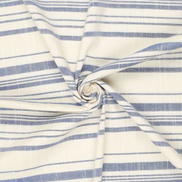 Linnen look stof streep blauw