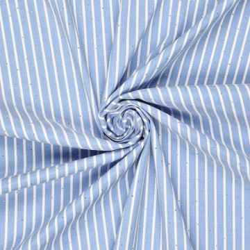 Stretch Poplin Streep M Rhinestone licht blauw