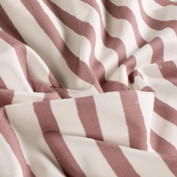 French Terry GOTS Digitaal Bedrukt Streep mauve