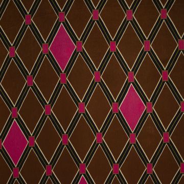 Viscose satijn diamant bruin-fuchsia