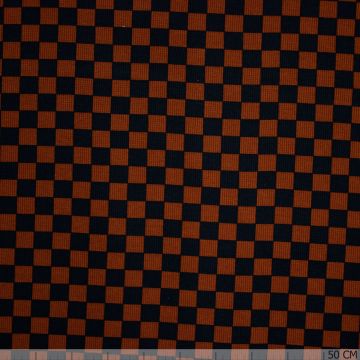 Gebreid wafeldoek ruit marine-brique