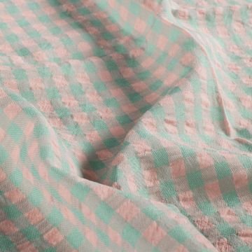 Katoen Poplin stof Seersucker XL Groen