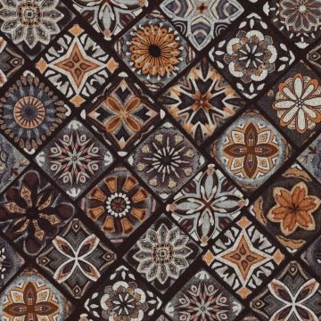 Dubbel jersey mozaïek ornament bruin