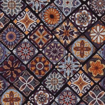 Dubbel jersey mozaïek ornament paars