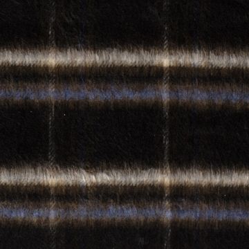 Wool Blend Brushed ruit zwart bruin