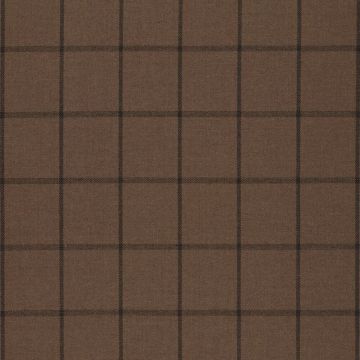Stretch twill ruit bruin
