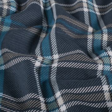 Flanel stof bedrukt Ruitje Blauw