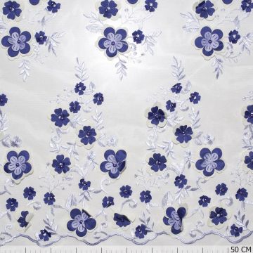 Mesh Embrodery Flowers 3D Lilac