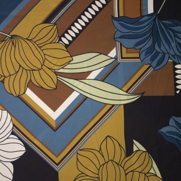 Satijn framed flowers petrol