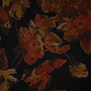 Viscose shiny abstract bloemen roest