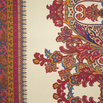 Chiffon border fuchsia paisley