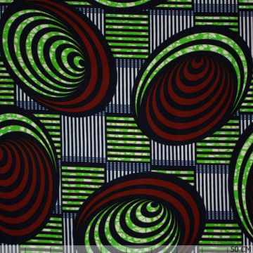 Afrikaanse wax print spiral rood-groen