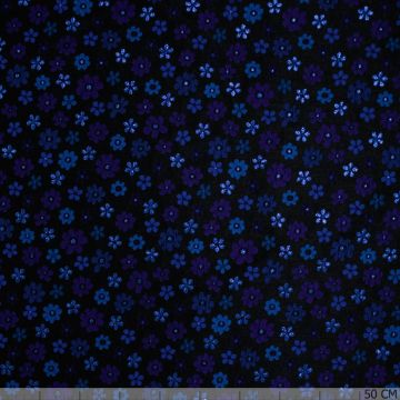 Puffy jacquard metallic flowers blauw