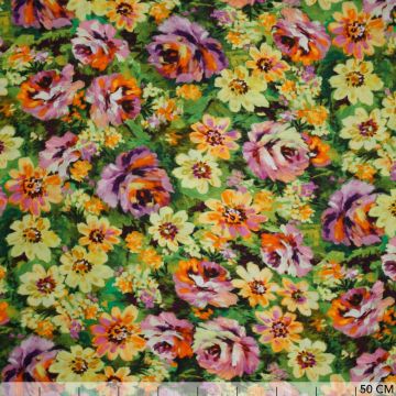 Bloemen viscose satijn