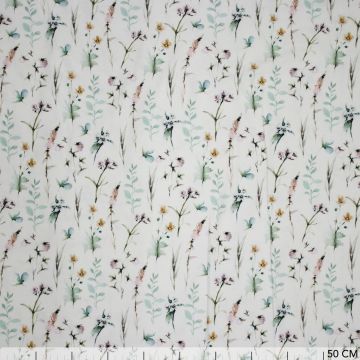 Tricot aquarel bloemen gebroken wit