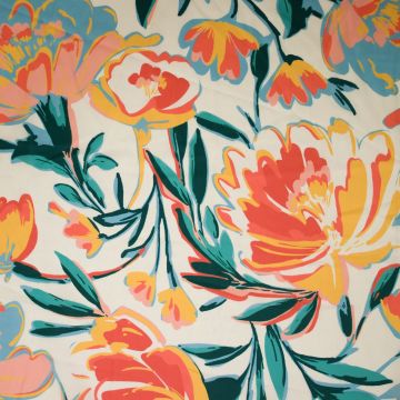 Satijn oranje bloemen op vanille
