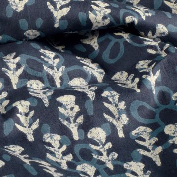 Katoen batik bloemetje blauw