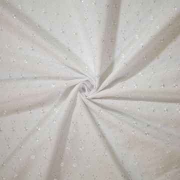 Broderie shiny swirl voile wit