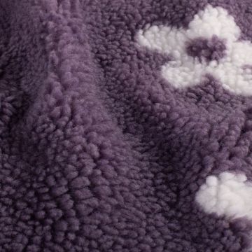 Sherpa Fleece stof jacquard Bloemen Mauve