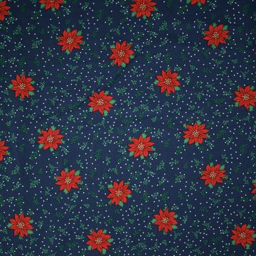 Poplin Kerstster blauw