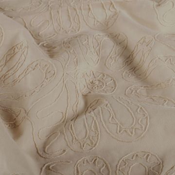 Geborduurde poplin Beige