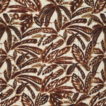 Viscose Linnen stof bedrukt Bali bruin