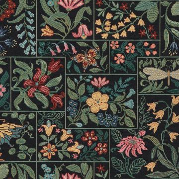 Folkore bloemen patch zwart