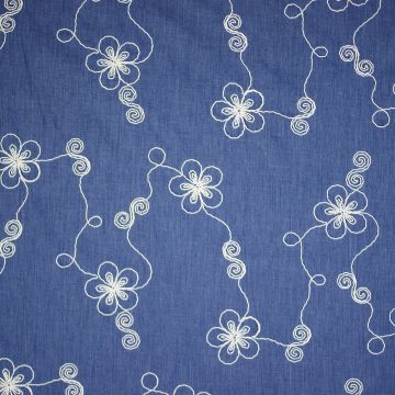 Chambray jeans stof geborduurd