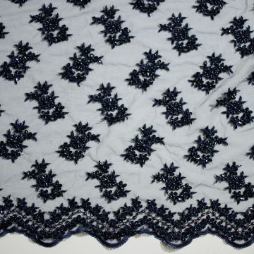 Couture kralen paillette kant marine blauw