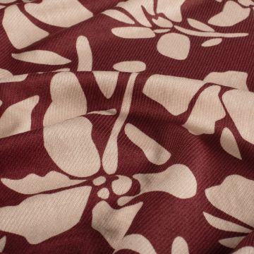 Viscose Twill stof Abstracte Bloem rood