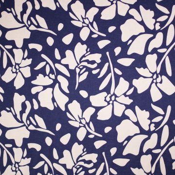 Viscose Twill stof Abstracte Bloem blauw