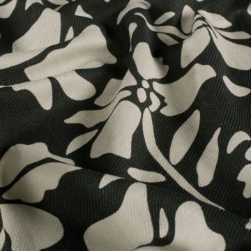 Viscose Twill stof Abstracte Bloem zwart